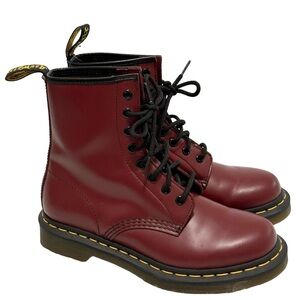 Dr. Martens Cherry Red Combat Boots Lace Up Size 7